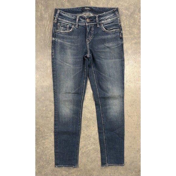 Silver Jeans Women's 27 Suki Ankle Slim Blue Med Wash Denim - Picture 1 of 8